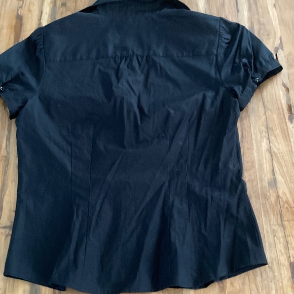 LOFT Classic Black Collared Blouse - Picture 3 of 6